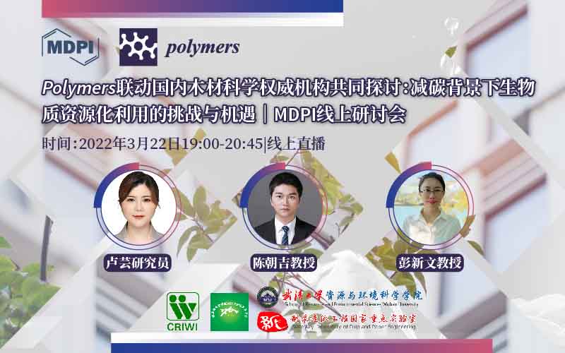 Polymers联动国内木材科学权威机构共同探讨：减碳背景下生物质资源化利用的挑战与机遇 │ MDPI 线上研讨会 