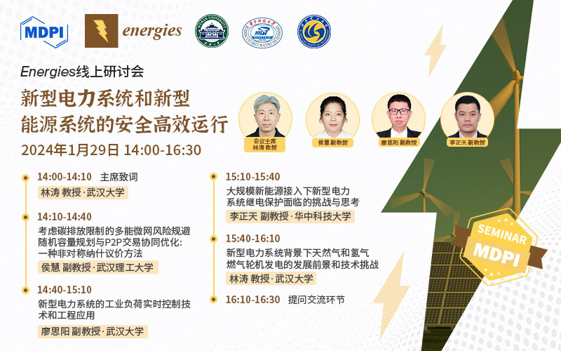 Energies 线上研讨会：新型电力系统和新型能源系统的安全高效运行 | MDPI Seminar